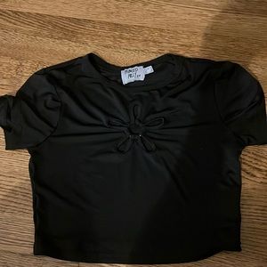 Black cropped shirt Size 6 Princess Polly